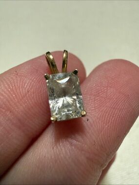 Stunning Timeless 14K Gold Solitaire Cushion-Cut Clear Pendant Necklace